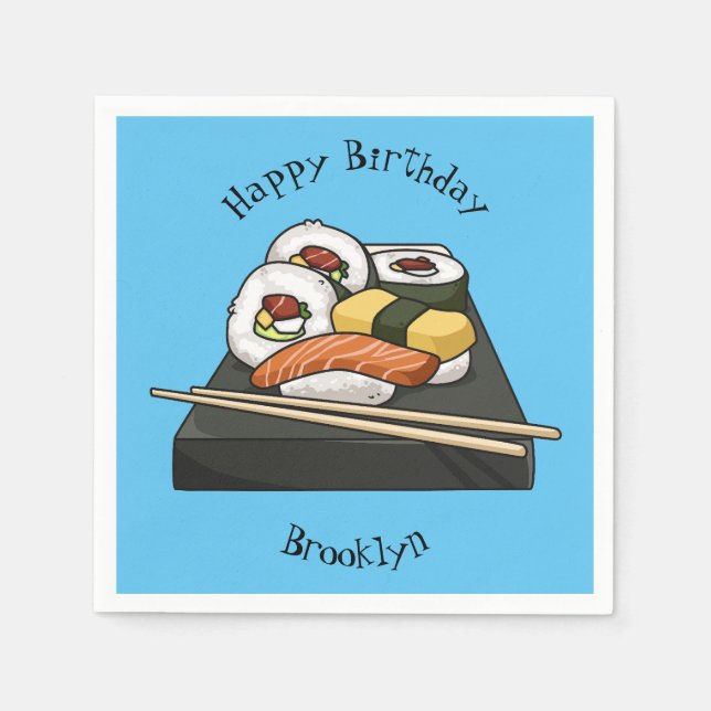 Sushi cartoon illustration napkin (Front)