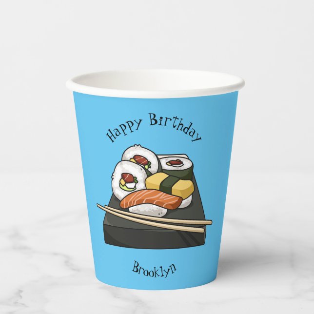 Sushi cartoon illustration paper cups (Front)