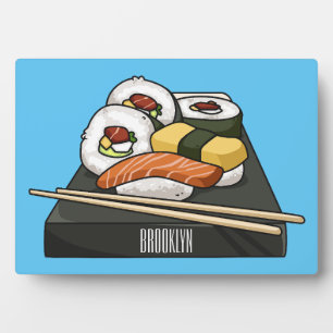 Sushi cartoon illustration plaque