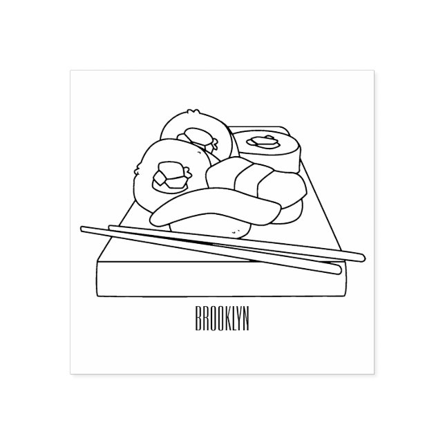 Sushi cartoon illustration rubber stamp (Imprint)