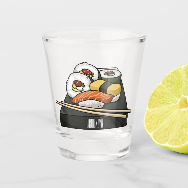 Sushi cartoon illustration  shot glass (Front)