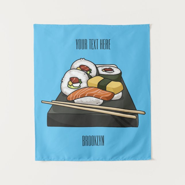 Sushi cartoon illustration  tapestry (Front)