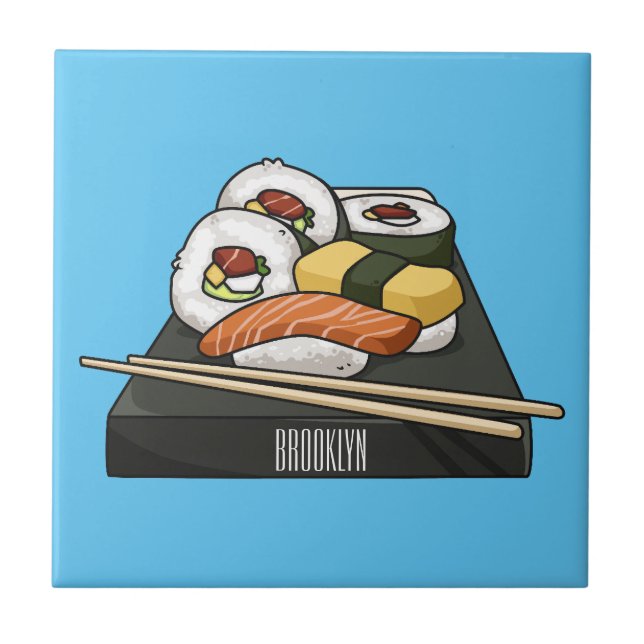 Sushi cartoon illustration  tile (Front)