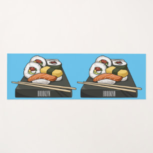Sushi cartoon illustration yoga mat