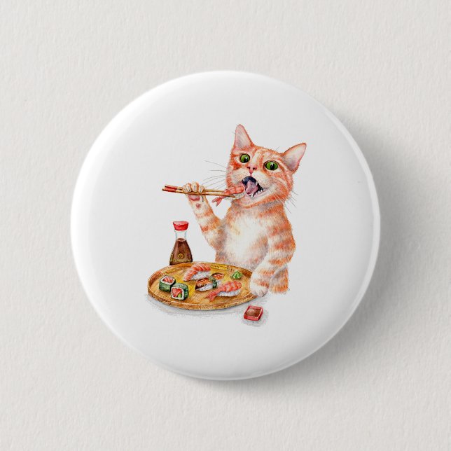 Sushi Cat 6 Cm Round Badge (Front)