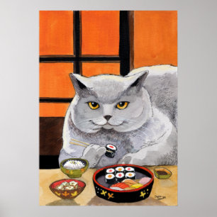 Sushi Cat Big Fred Poster