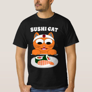 SUSHI CAT Cartoon Cat Humourous T-Shirt
