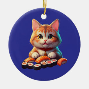 Sushi Cat Ceramic Tree Decoration