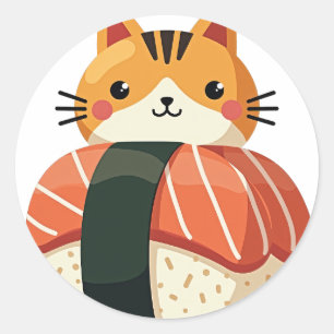 Sushi Cat Classic Round Sticker