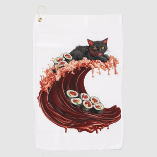 Sushi Cat Dreams  Quirky Japanese Food Kitty Golf Towel