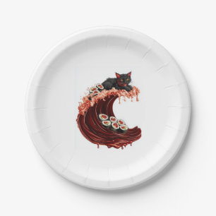 Sushi Cat Dreams � Quirky Japanese Food Kitty Paper Plate