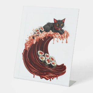 Sushi Cat Dreams � Quirky Japanese Food Kitty Pedestal Sign