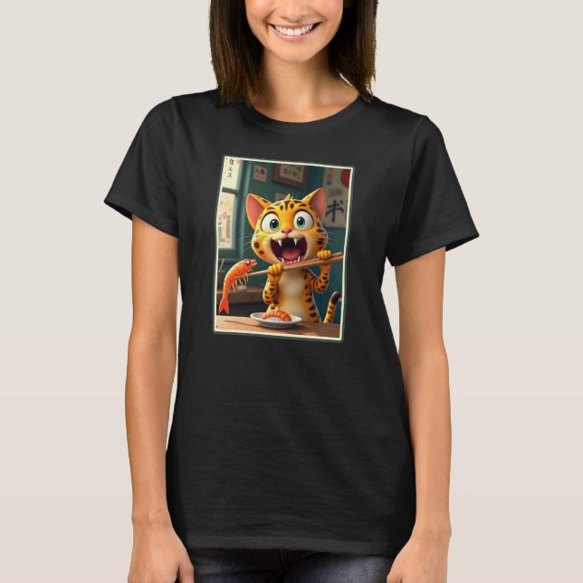 Sushi Cat Eating T-Shirt (Front)