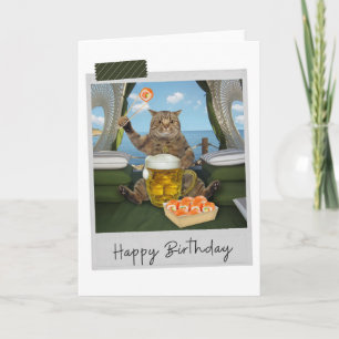 Sushi Cat Funny Birthday Card