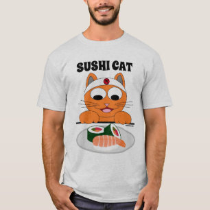SUSHI CAT Japanese Samurai Cat T-Shirt