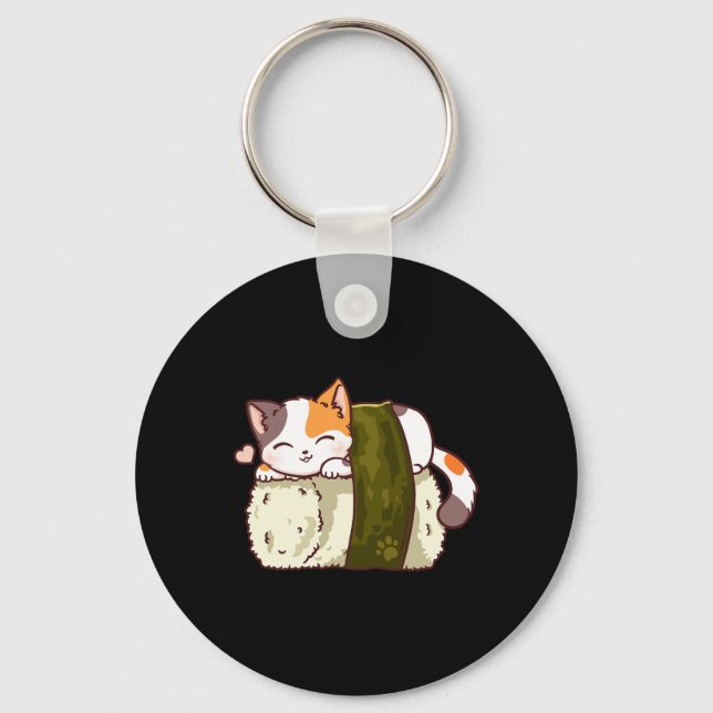 Sushi Cat Kawaii Anime Neko Japanese  Key Ring (Front)