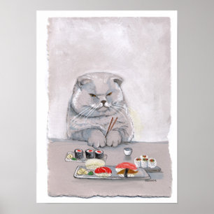 Sushi Cat Print - Mr. Grumps