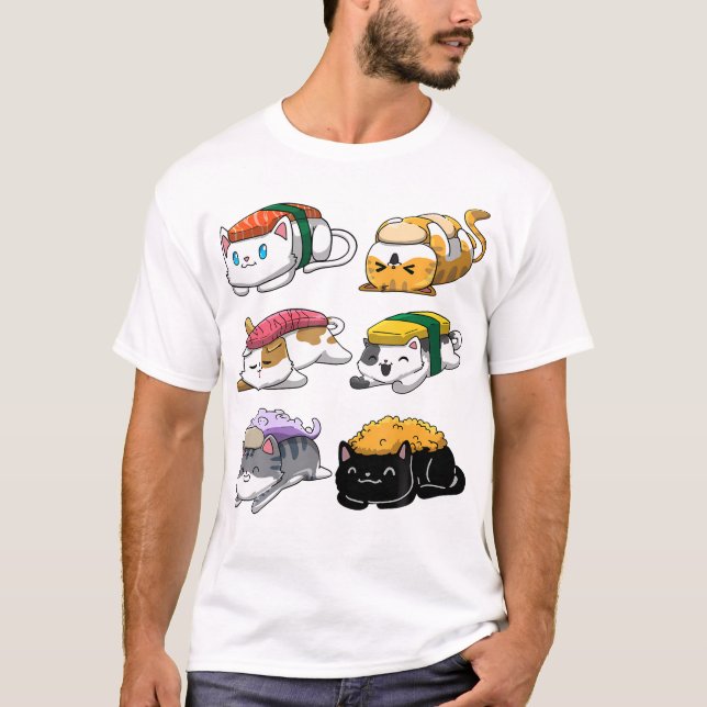 Sushi Cats Sushi Lover Cat Lover Kawaii Anime Neko T-Shirt (Front)