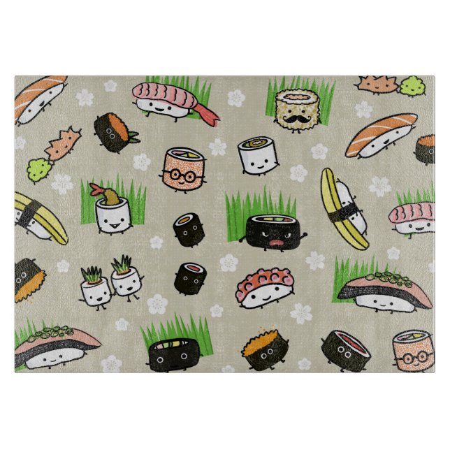 Sushi Characters Pattern Cutting Board (Front)