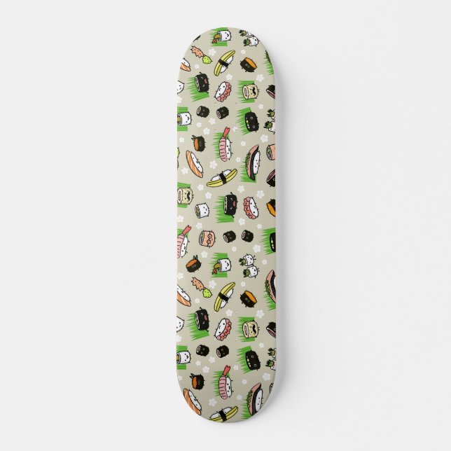 Sushi Characters Pattern Skateboard (Front)