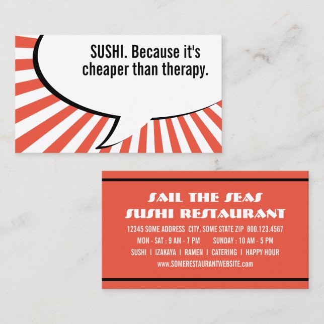 sushi cheaper than therapy business card (Front/Back)