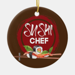 Sushi Chef Anime Kawaii Japan Cuisine Chef Food Ceramic Tree Decoration