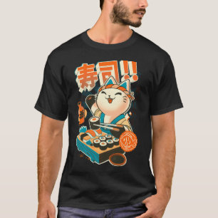 Sushi Chef Cat - Funny Restaurant Kitty - Japanese T-Shirt