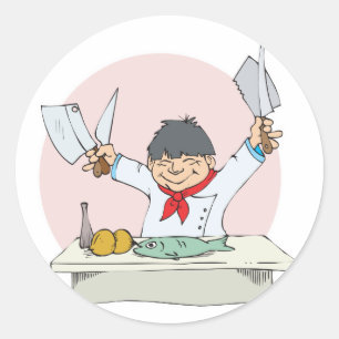 sushi chef classic round sticker