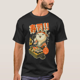 Sushi Chef Cute Kitchen Kitty Japanese Restaurant T-Shirt
