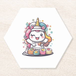 Sushi Chef Unicorn (1) Paper Coaster