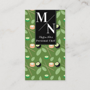 Sushi Chopsticks Greenery Pattern  Business Card