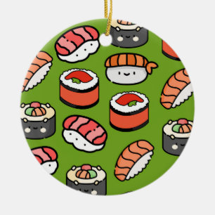 Sushi Christmas Funny Colorful Kawaii Cute Food Ceramic Tree Decoration