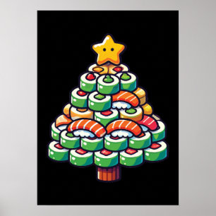 Sushi Christmas Tree - Funny Holiday Foodie Food Poster