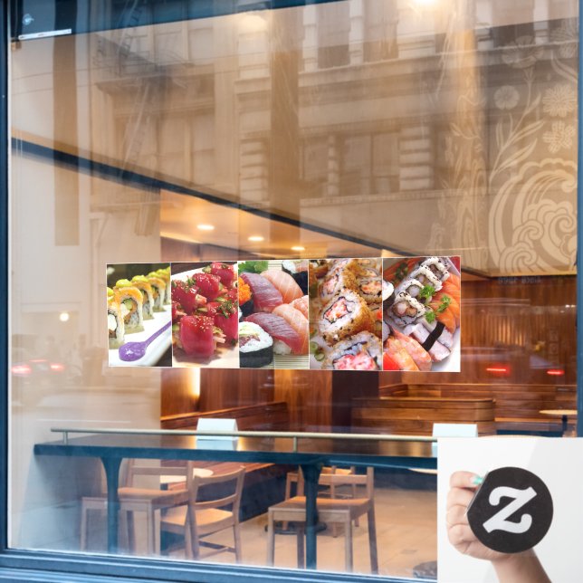 Sushi Collage Food Seafood Food Collage Dinner Window Cling (Cafe Window)
