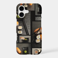Sushi collection on black background