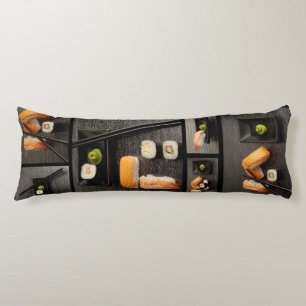 Sushi collection on black background body cushion