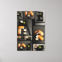 Sushi collection on black background