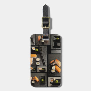 Sushi collection on black background luggage tag