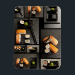 Sushi collection on black background magnet<br><div class="desc">sushi collection on black background  © and ® Bigstock® - All Rights Reserved.</div>