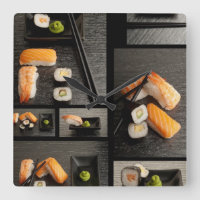 Sushi collection on black background
