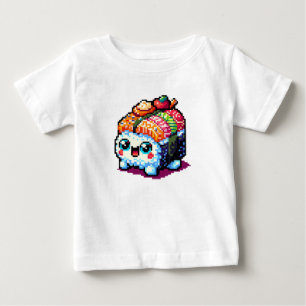Sushi Companion - Playful Pixelated Culinary Art Baby T-Shirt