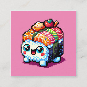 Sushi Companion - Playful Pixelated Culinary Art Enclosure Card