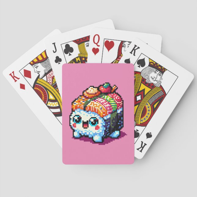Sushi Companion - Playful Pixelated Culinary Art Playing Cards (Back)