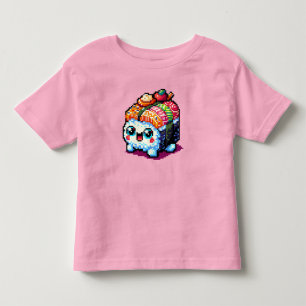 Sushi Companion - Playful Pixelated Culinary Art Toddler T-Shirt