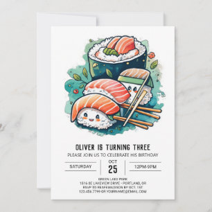 Sushi Custom Birthday Invitation