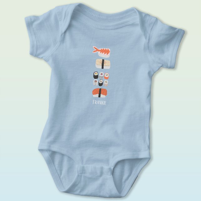 Sushi Custom Name Baby Bodysuit (Japanese sushi personalized baby name baby bodysuit)