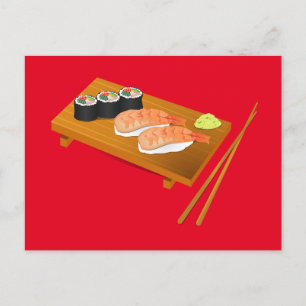 Sushi cute Japanese food Postcard