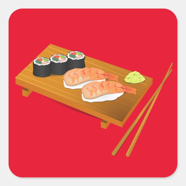 Sushi cute Japanese food Square Sticker (Front)