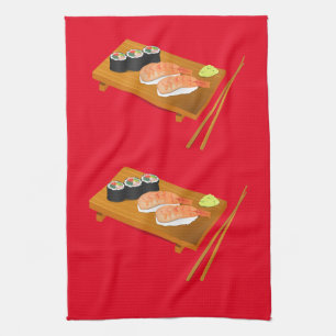 Sushi cute Japanese food Tea Towel