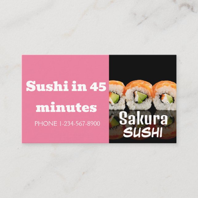 Sushi Delivery Discount Sale Offer Business Card (Front)